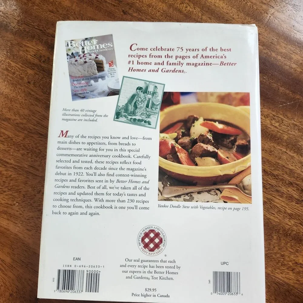 Better Homes and Gardens 75 Years of All-Time Favorites Cookbook 1997 HCDJ